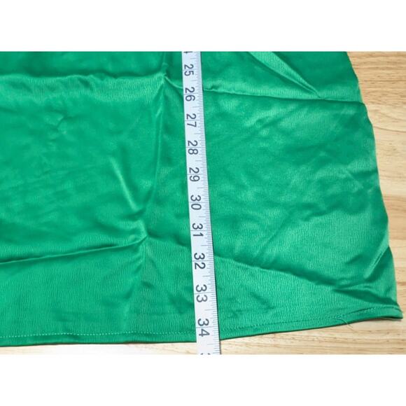 Leyden Satin Mini Dress Womens Size Large / L Side Tie Cutout Long Sleeve Green - Picture 4 of 14